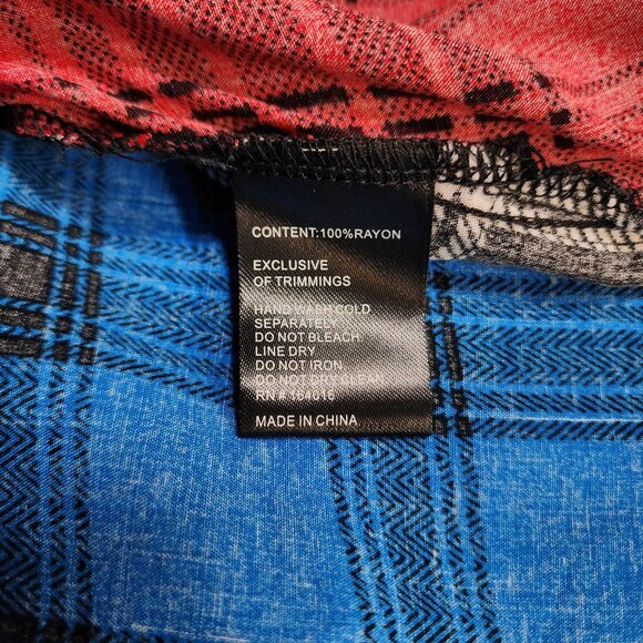 Calessa Plaid Embroidered Top Womens Plus 2X Colorblock Black Floral Long Sleeve - Picture 10 of 12